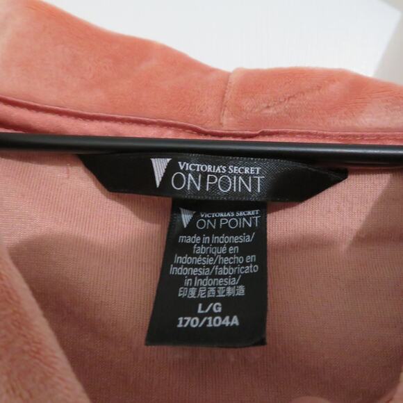 Victoria's Secret On Point Womens Sz L Pink Orange Velour Sweater Jogger Set - Picture 11 of 11